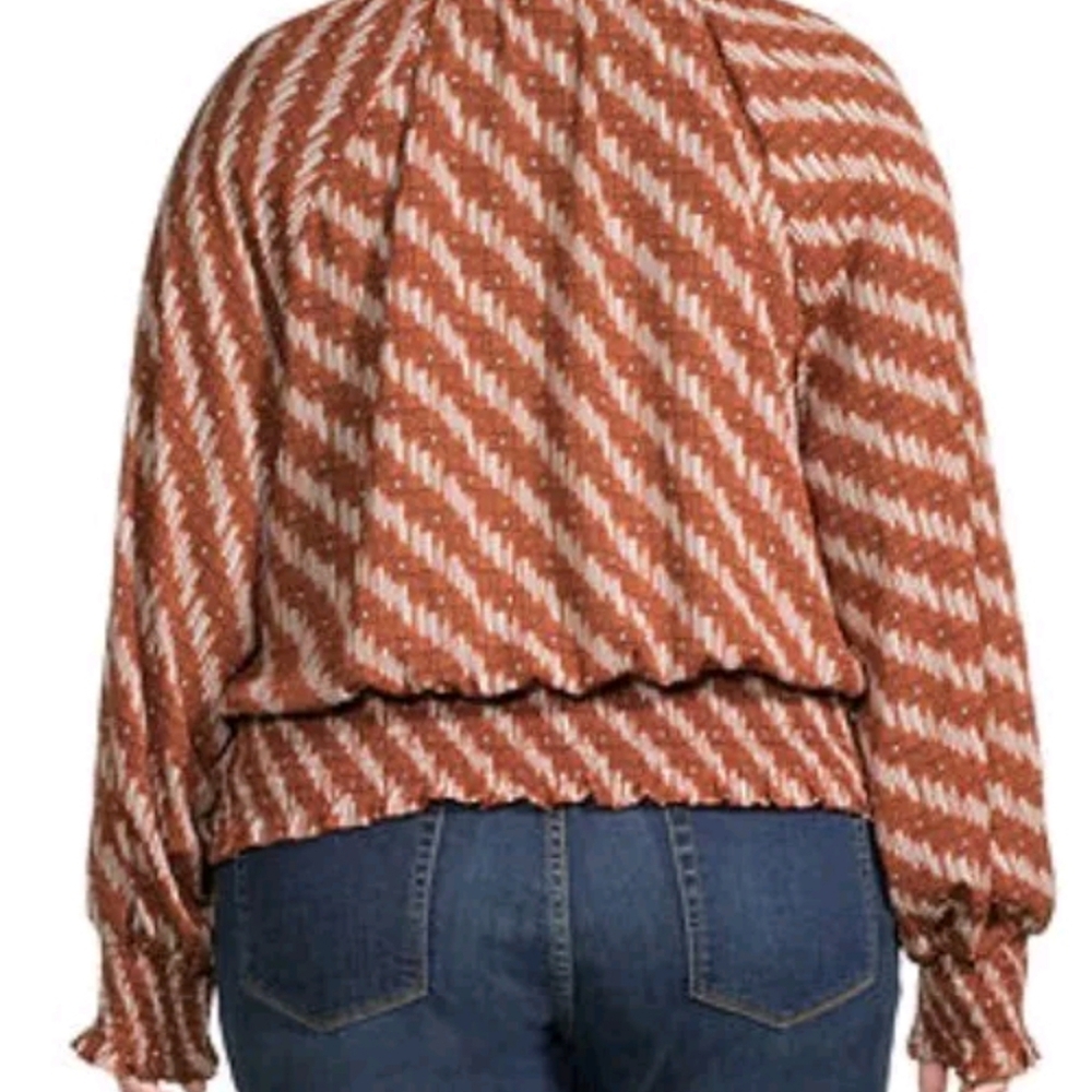Worthington Size PS Womens Split Tie Neck Long Sleeve Blouse NWT $25 - Picture 3 of 13